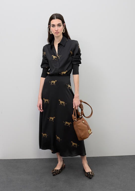 Lola Casademunt Satin-Rock mit Leopard-Print