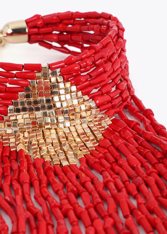 Lola Casademunt Coral Beaded Cascade Necklace