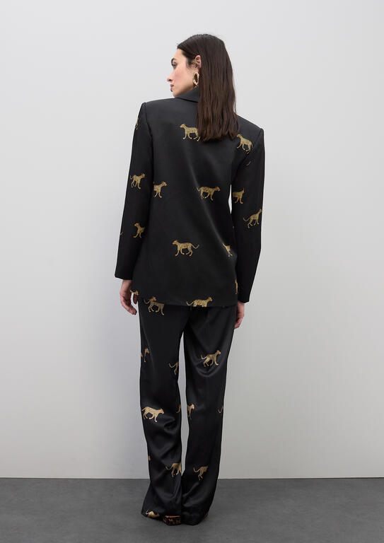 Lola Casademunt Satin-Blazer mit Leopard-Print
