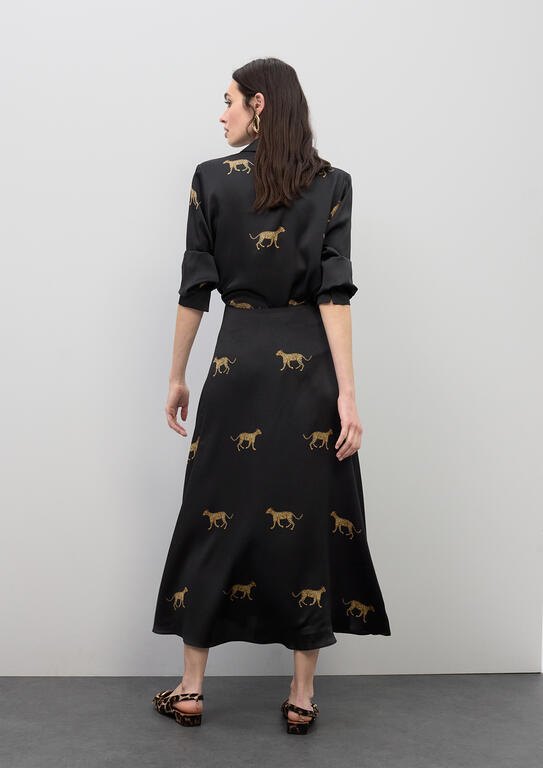 Lola Casademunt Satin-Rock mit Leopard-Print