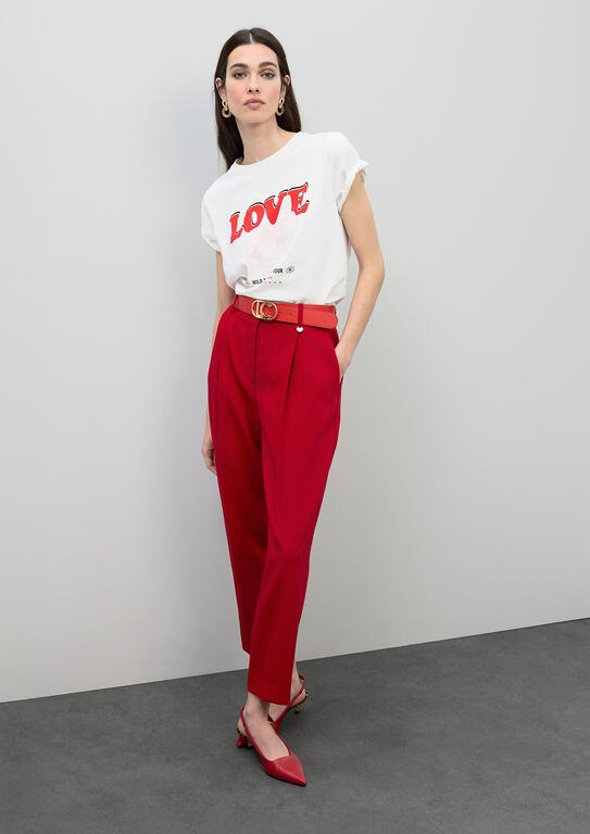 Lola Casademunt LOVE T-Shirt mit Leopard-Print