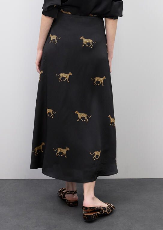 Lola Casademunt Satin-Rock mit Leopard-Print