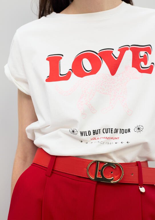 Lola Casademunt LOVE T-Shirt mit Leopard-Print