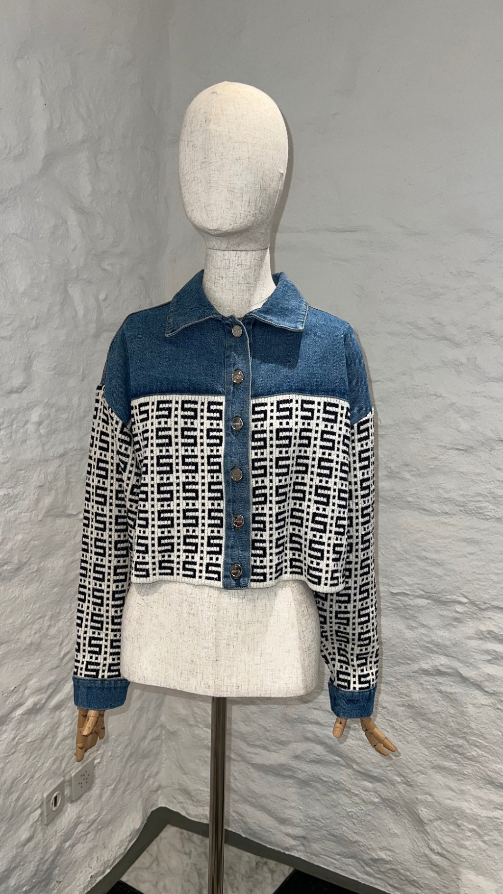 Pre-Loved Sandro Jacquard Denim Jacke