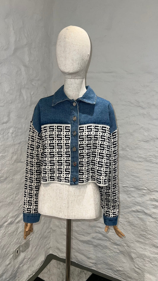 Pre-Loved Sandro Jacquard Denim Jacke