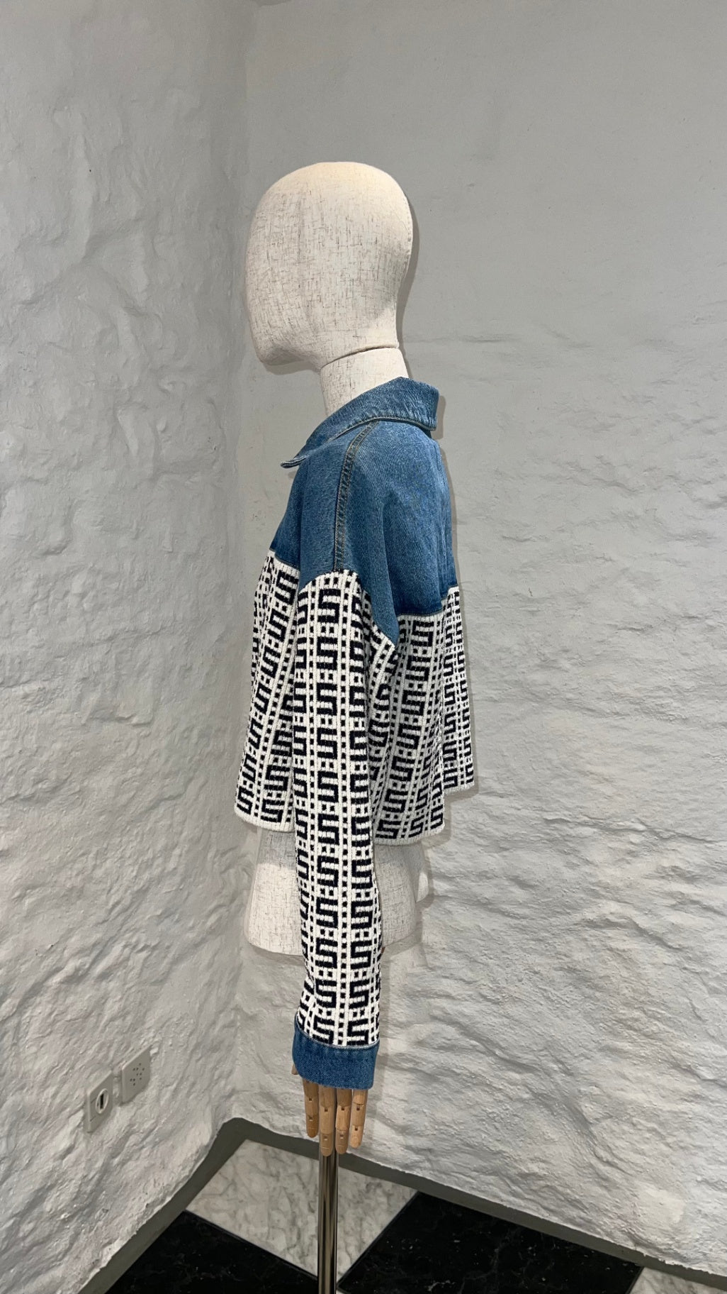 Pre-Loved Sandro Jacquard Denim Jacke