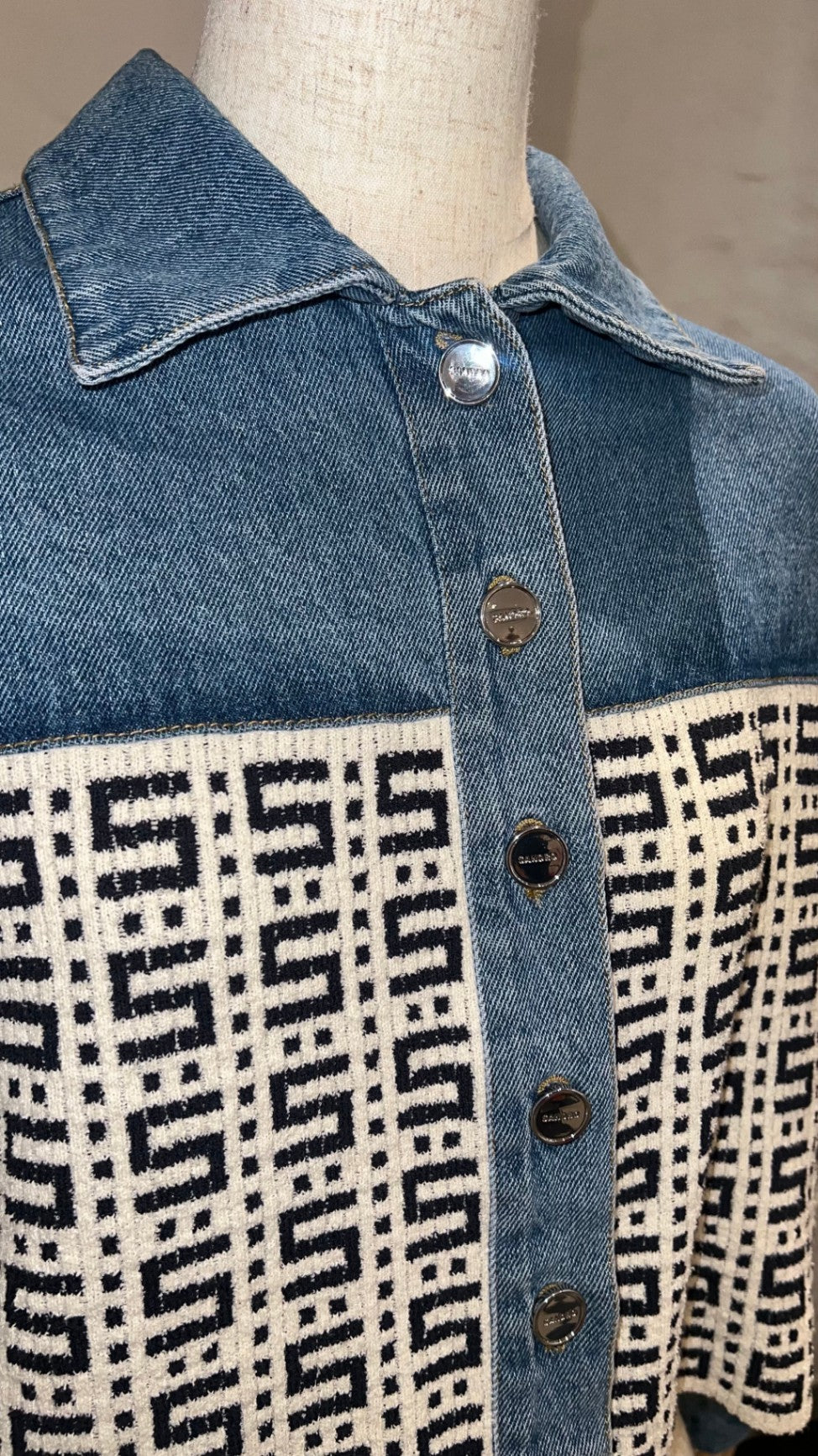 Pre-Loved Sandro Jacquard Denim Jacke