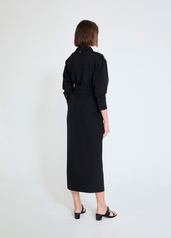 Lola Casademunt langärmliges Midi-Hemdblusenkleid - Schwarz