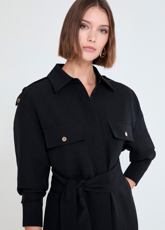 Lola Casademunt langärmliges Midi-Hemdblusenkleid - Schwarz