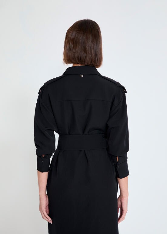 Lola Casademunt langärmliges Midi-Hemdblusenkleid - Schwarz