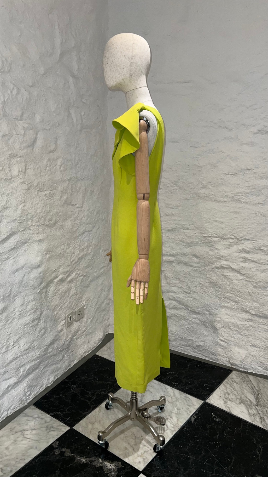 Pre-Loved Roland Mouret One-Shoulder Kleid, Lime Yellow