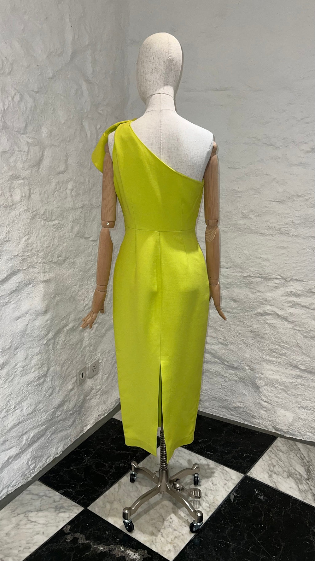 Pre-Loved Roland Mouret One-Shoulder Kleid, Lime Yellow