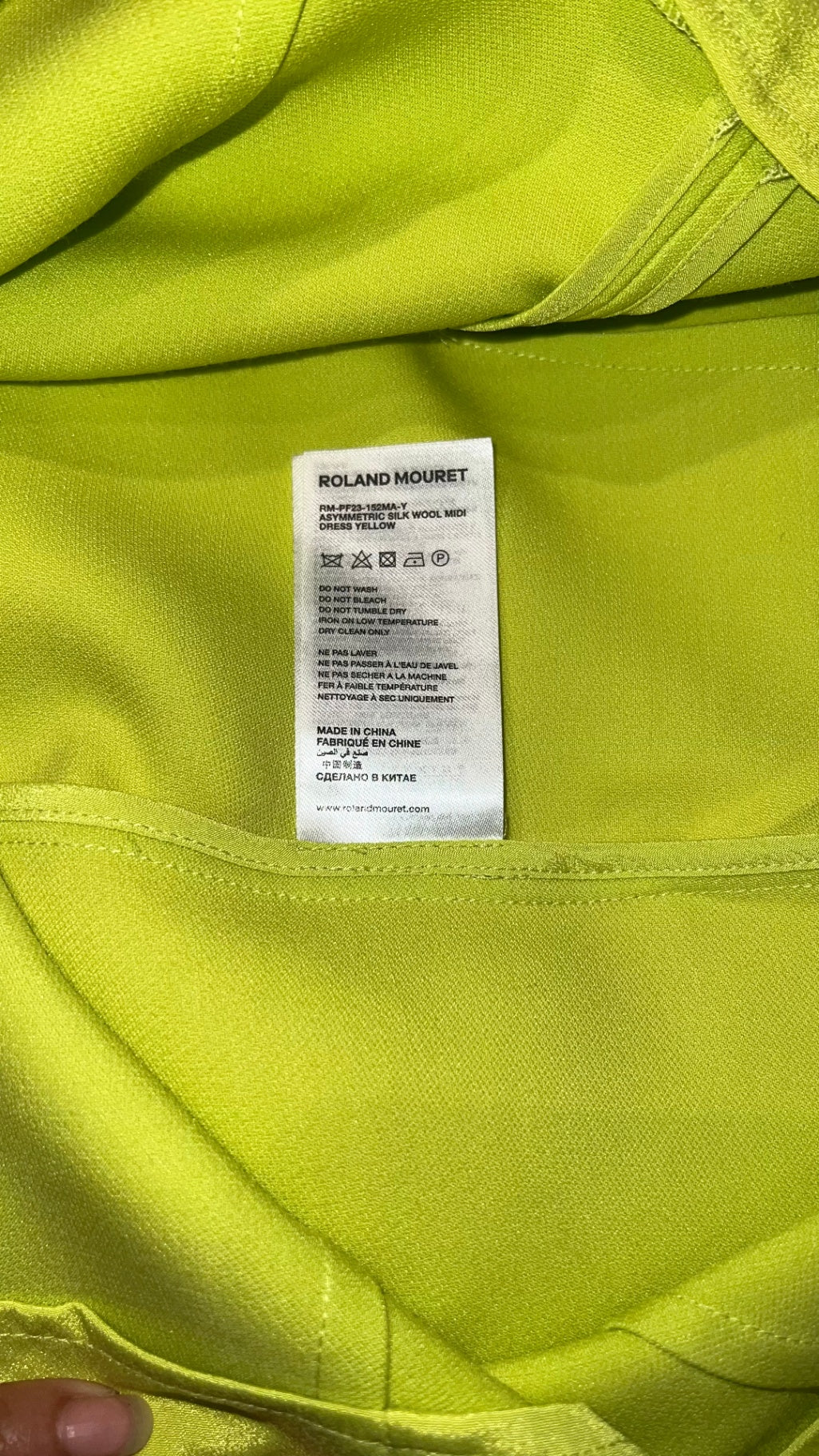 Pre-Loved Roland Mouret One-Shoulder Kleid, Lime Yellow