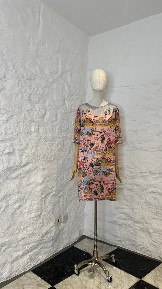 Pre-Loved Joyce & Girls Seidenkleid mit Jungle-Print