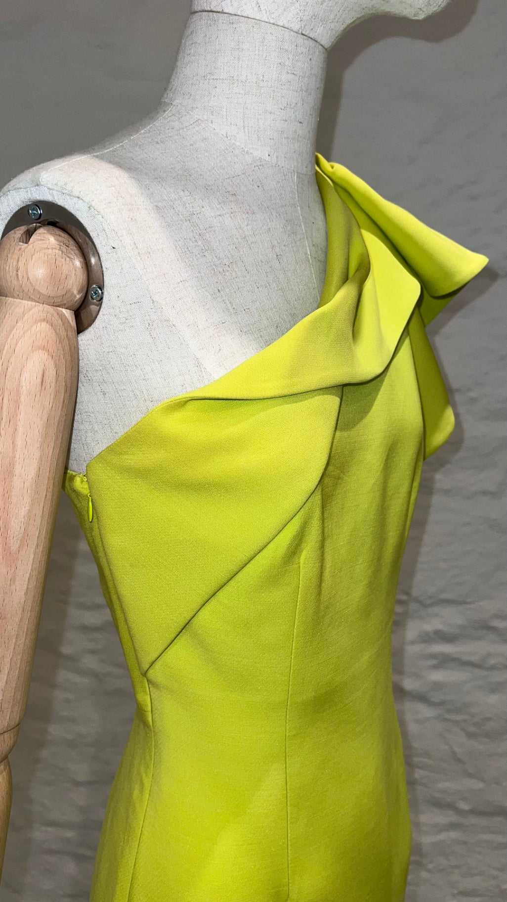 Pre-Loved Roland Mouret One-Shoulder Kleid, Lime Yellow