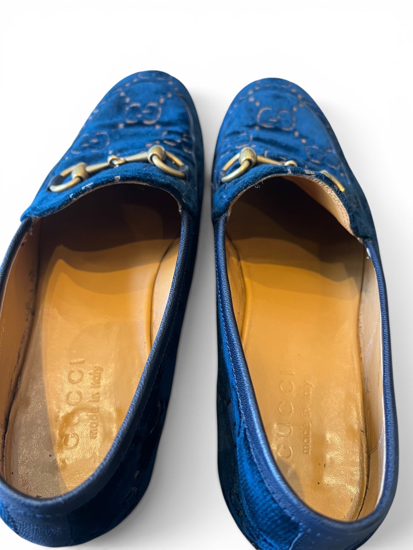 Pre-Loved Gucci GG Velvet Horsebit Loafers inkl. Staubbeutel