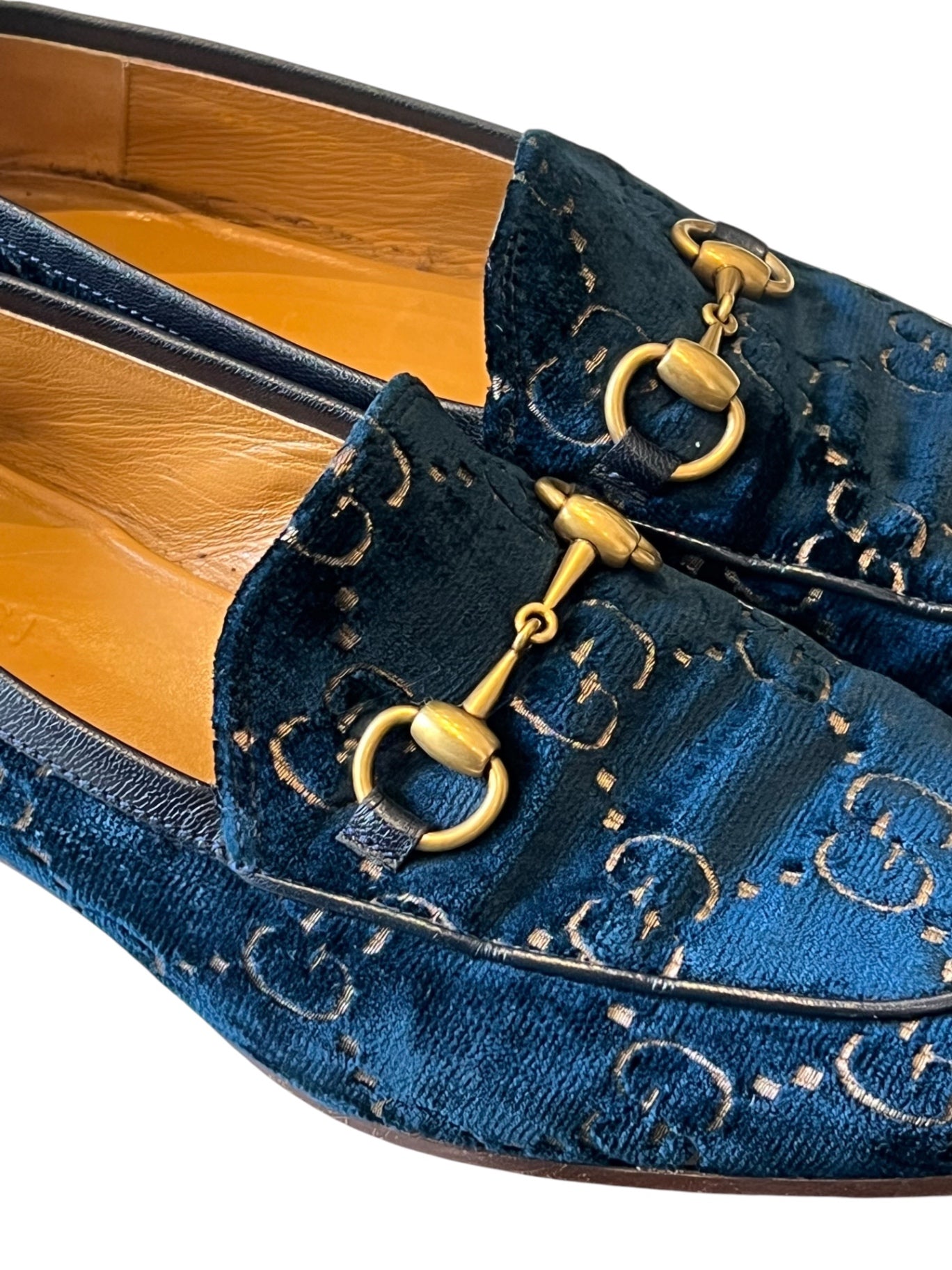Pre-Loved Gucci GG Velvet Horsebit Loafers inkl. Staubbeutel