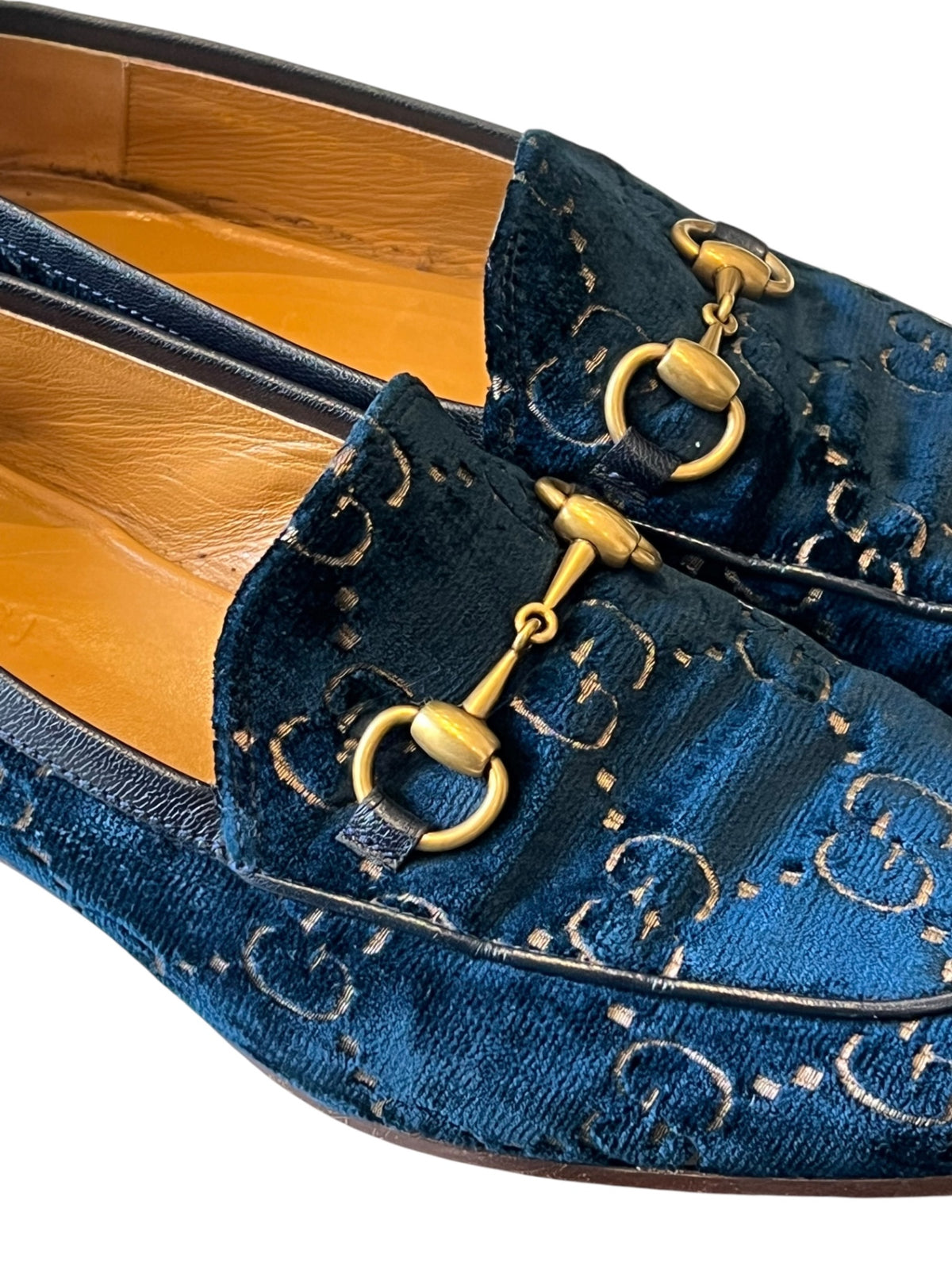 Pre-Loved Gucci GG Velvet Horsebit Loafers inkl. Staubbeutel