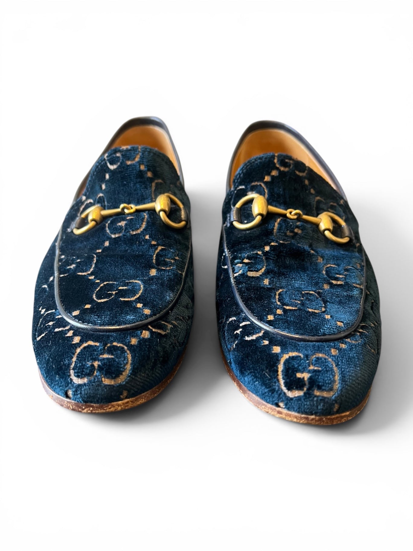 Pre-Loved Gucci GG Velvet Horsebit Loafers inkl. Staubbeutel