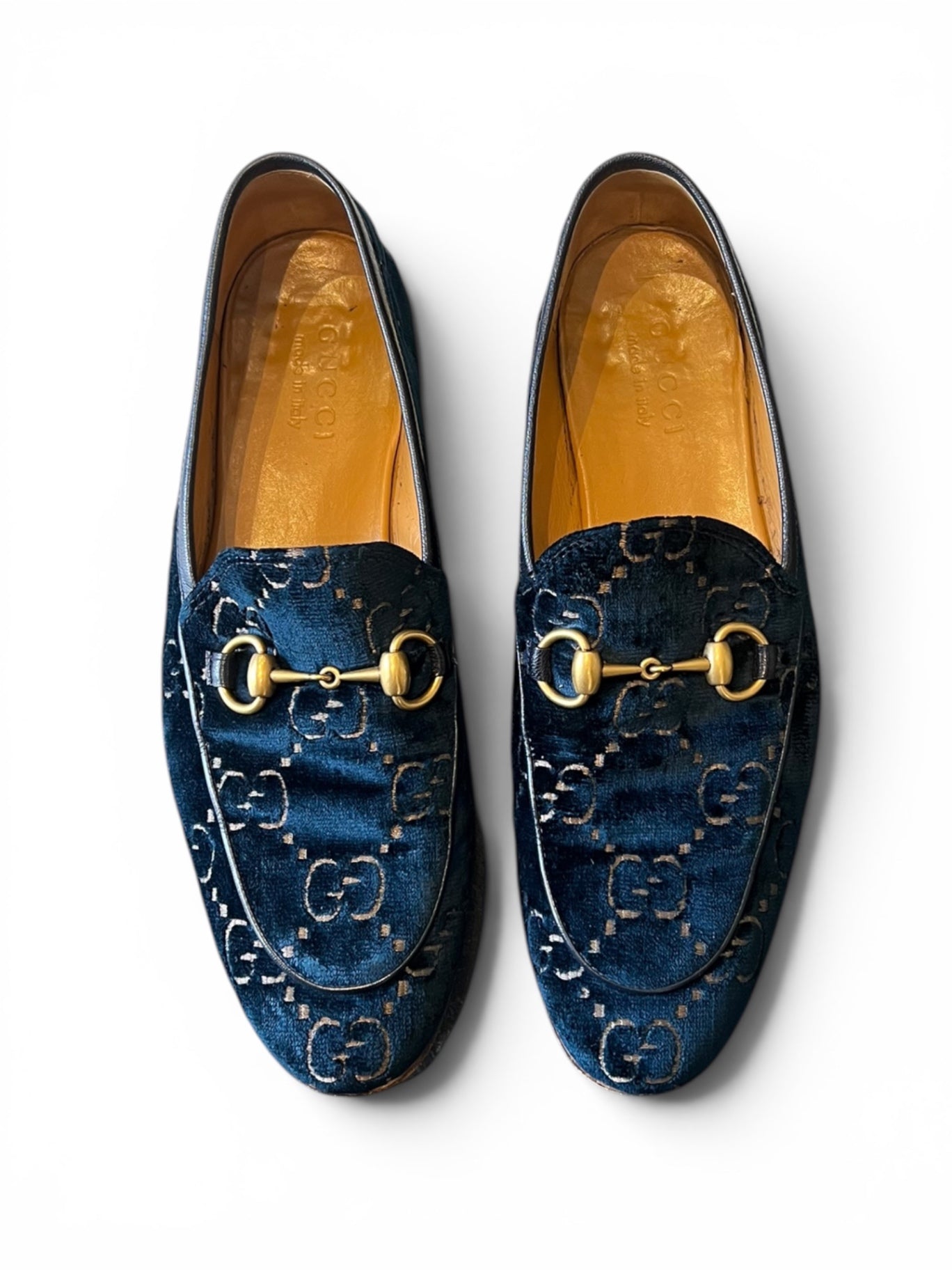 Pre-Loved Gucci GG Velvet Horsebit Loafers inkl. Staubbeutel