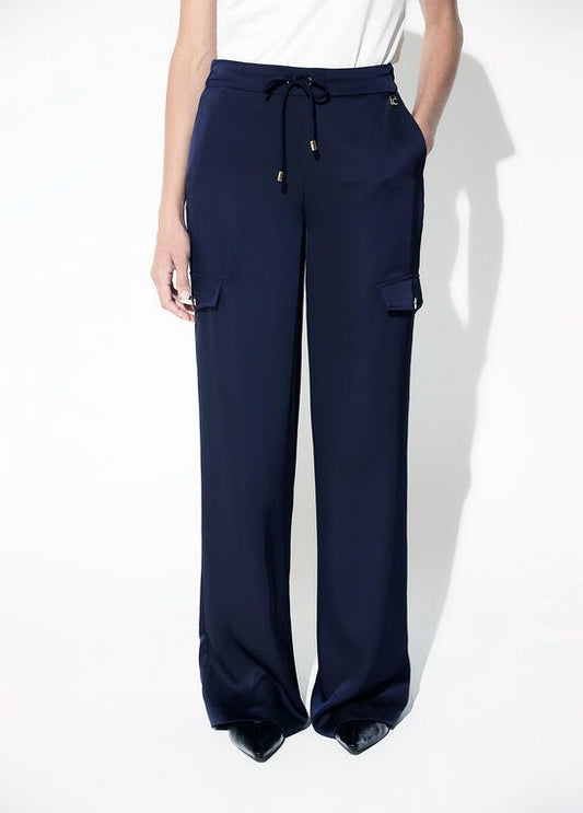Lola Casademunt Cargo-Hose Satin Marineblau