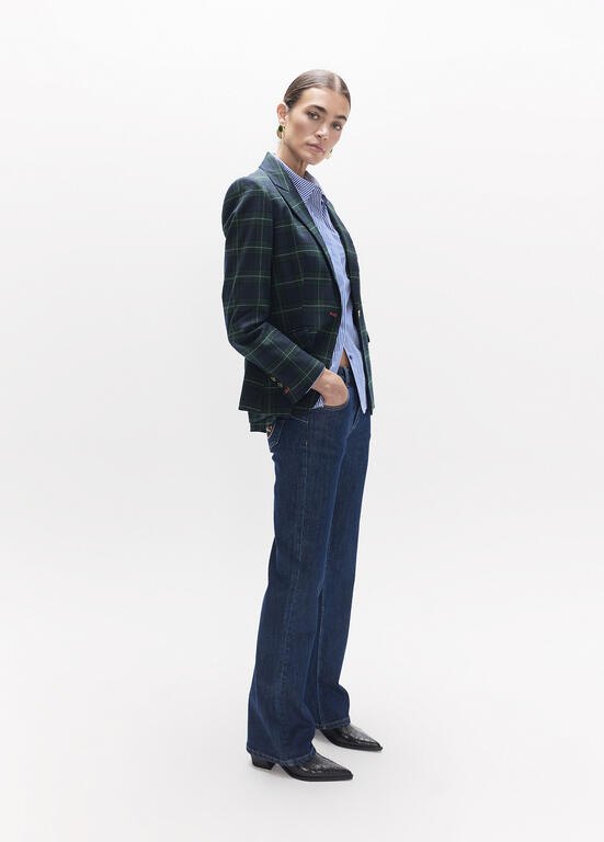 Lola Casademunt Karo-Blazer mit Wappen Blau-Grün