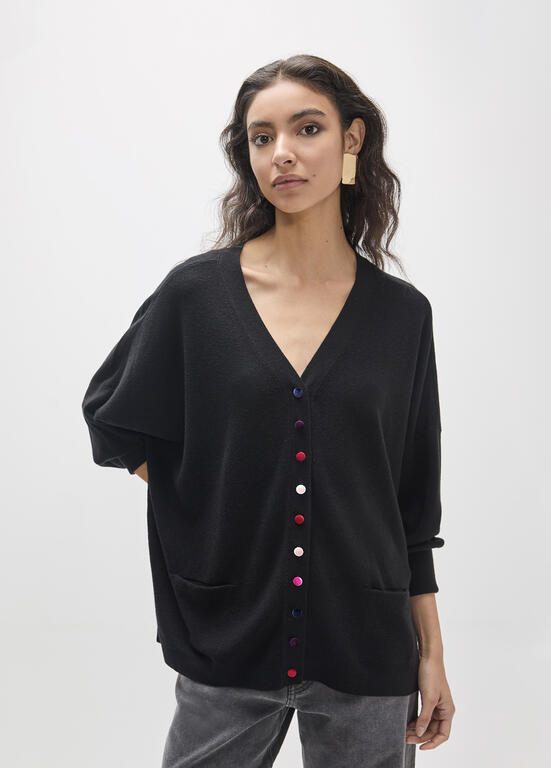 Lola Casademunt Oversized-Cardigan, Knopfdetail Schwarz
