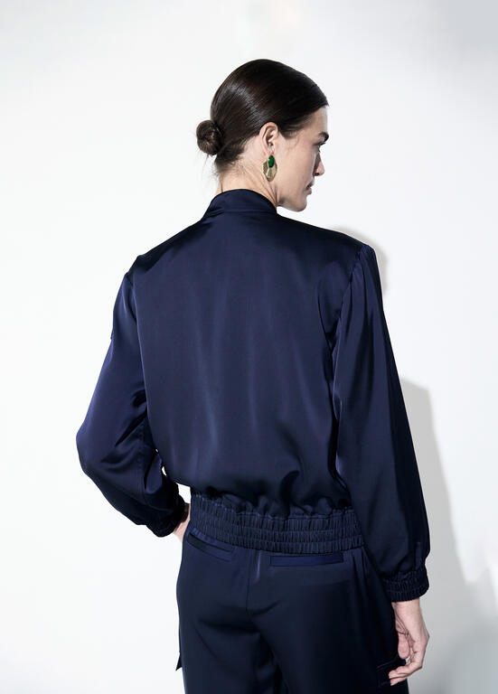 Lola Casademunt Bomberjacke Satin Marineblau