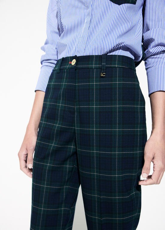 Lola Casademunt Karo-Hose "Barcelona" Blau-Grün
