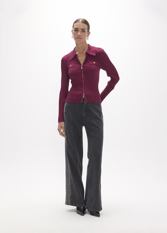 Lola Casademunt Cardigan mit Taschenpatten Bordeaux