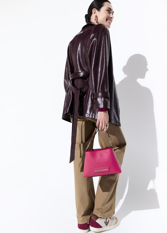 Lola Casademunt Schultertasche Kunstleder mit Logo Fuchsia
