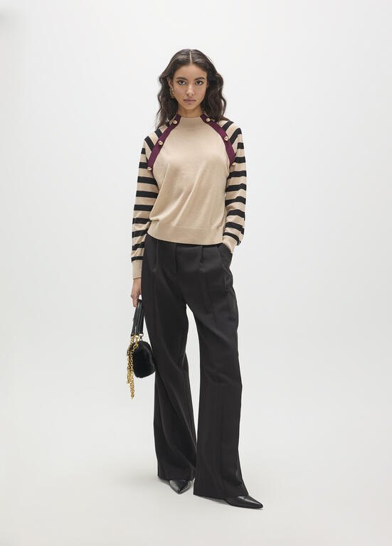 Lola Casademunt Streifenpullover mit Kontrasten Off-White