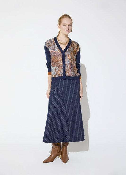 Lola Casademunt Zweistoff-Cardigan mit Print Blau-Mehrfarbig