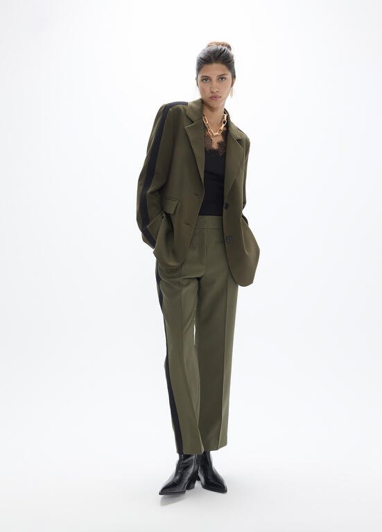 Lola Casademunt Blazer mit Tiermotiv am Rücken Grün-Schwarz