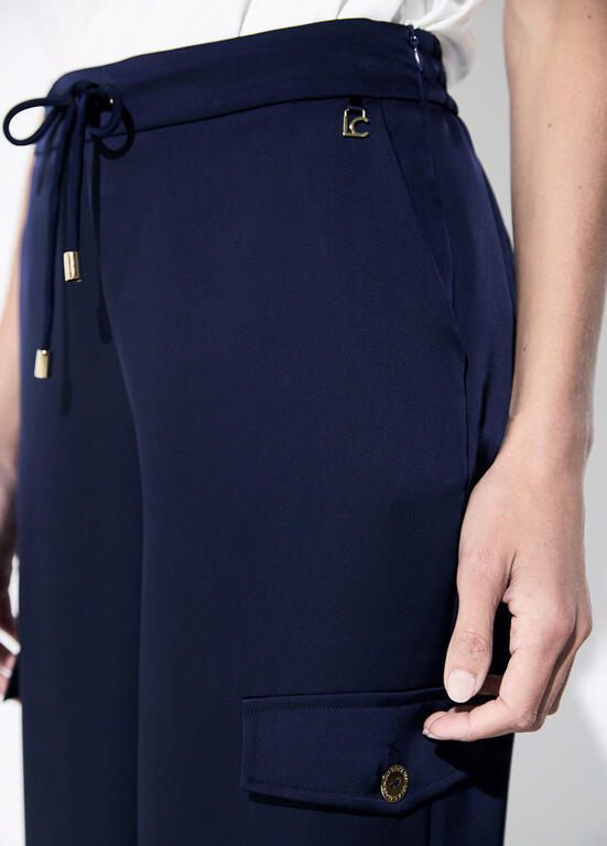 Lola Casademunt Cargo-Hose Satin Marineblau