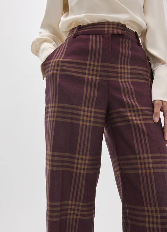 Lola Casademunt Gerade Karo-Hose Weinrot