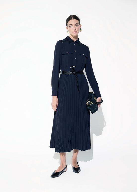 Lola Casademunt Midikleid mit Strasssteinen Marineblau