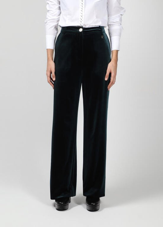 Lola Casademunt Gerade Samthose Petrol