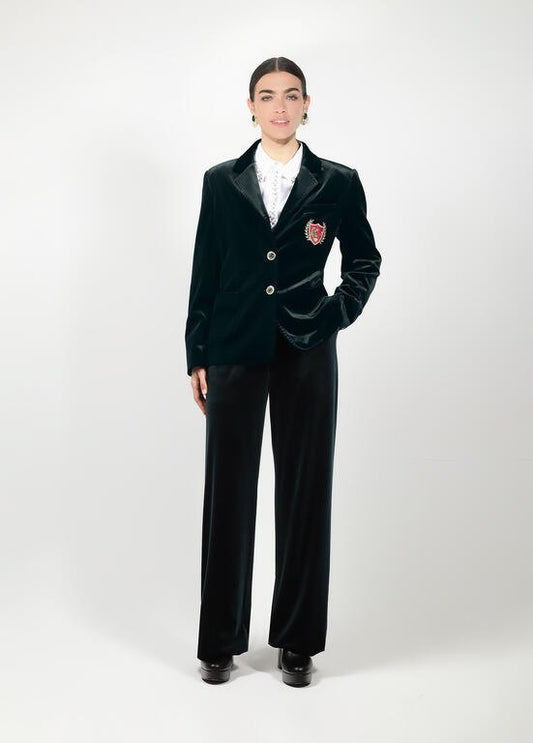 Lola Casademunt Taillierter Samt-Blazer Petrol