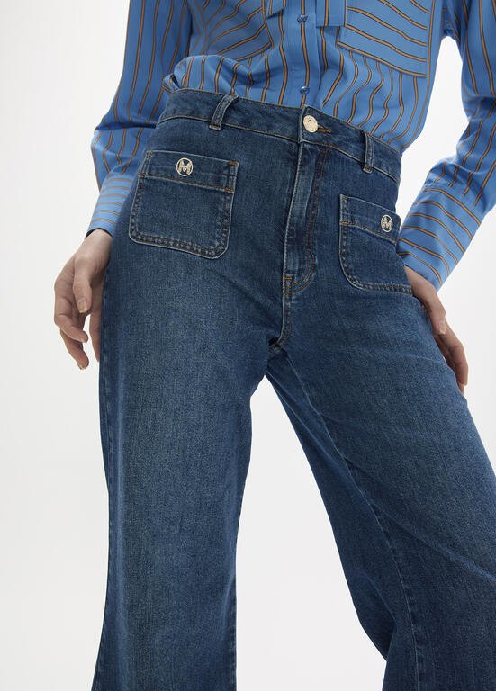 Lola Casademunt Gerade Jeans mit Zierknopf Jeansblau
