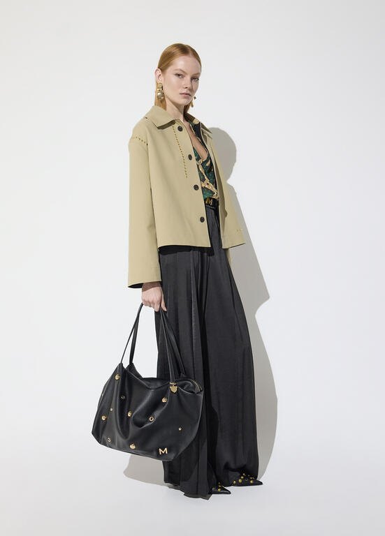 Lola Casademunt Zweifarbiger Trenchcoat mit Nieten Beige
