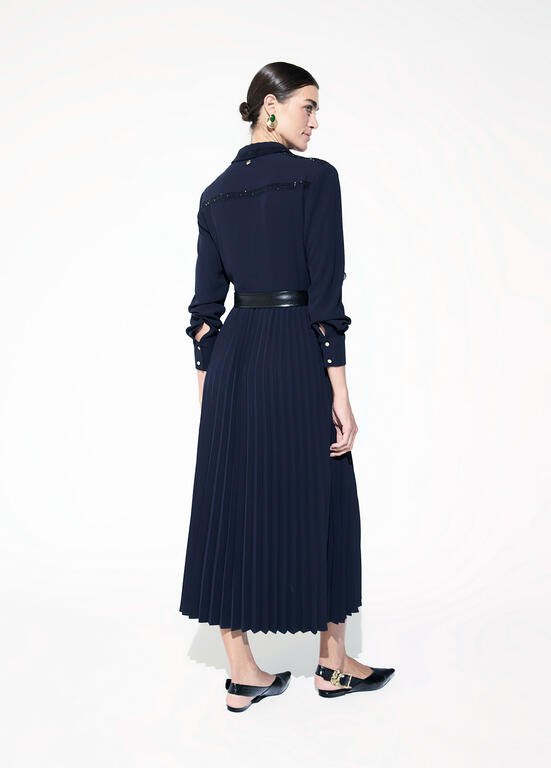 Lola Casademunt Midikleid mit Strasssteinen Marineblau