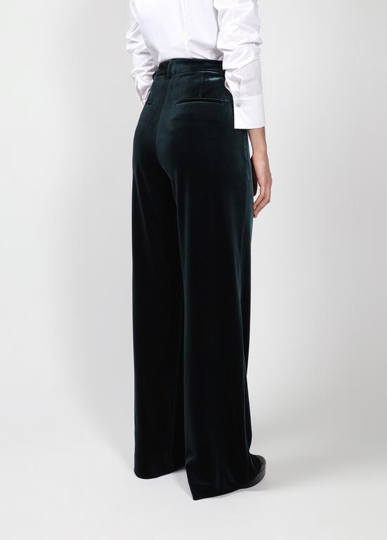Lola Casademunt Gerade Samthose Petrol