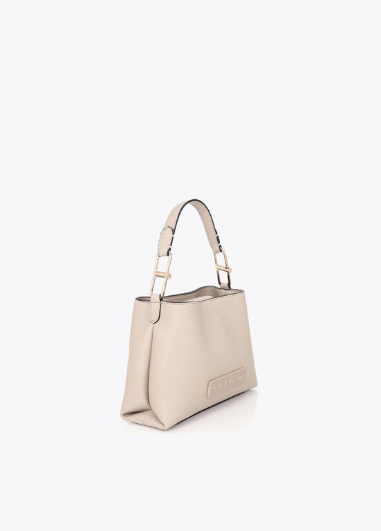 Lola Casademunt Schultertasche Kunstleder mit Logo Ecru
