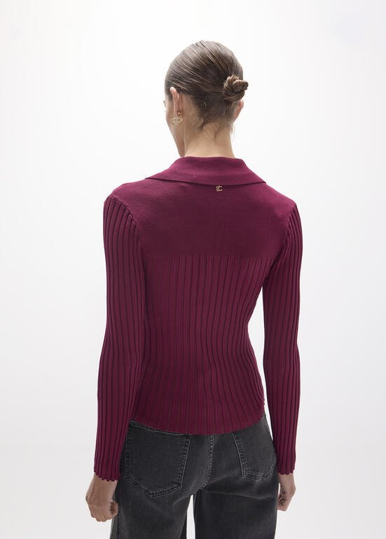 Lola Casademunt Cardigan mit Taschenpatten Bordeaux