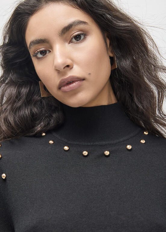 Lola Casademunt Tricot-Kleid mit Ärmelausschnitt Schwarz