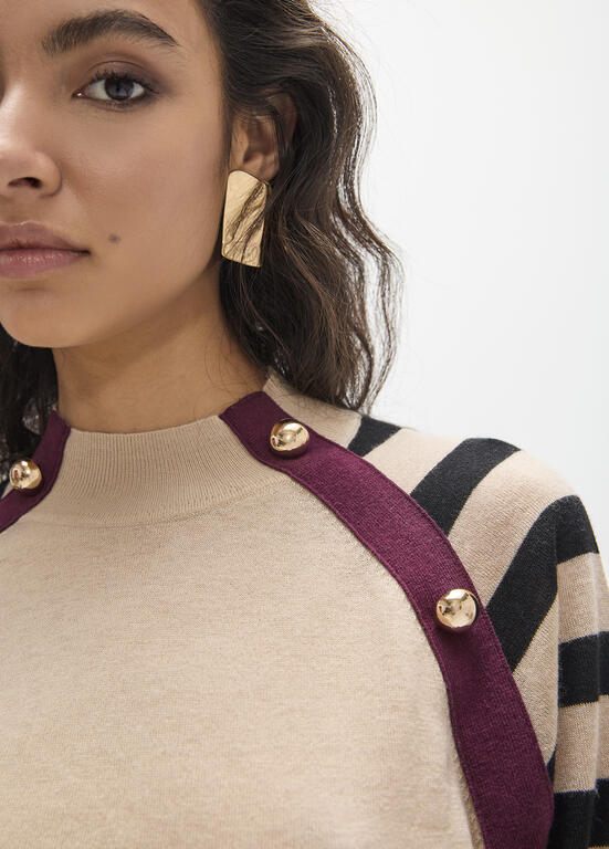 Lola Casademunt Streifenpullover mit Kontrasten Off-White