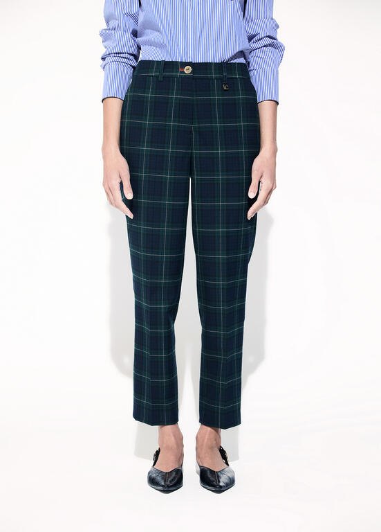 Lola Casademunt Karo-Hose "Barcelona" Blau-Grün