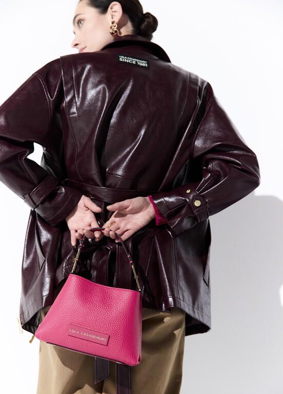 Lola Casademunt Schultertasche Kunstleder mit Logo Fuchsia