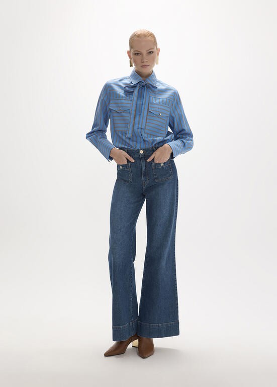 Lola Casademunt Gerade Jeans mit Zierknopf Jeansblau